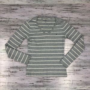Tommy Hilfiger Sweater White / Gray Striped Size S
